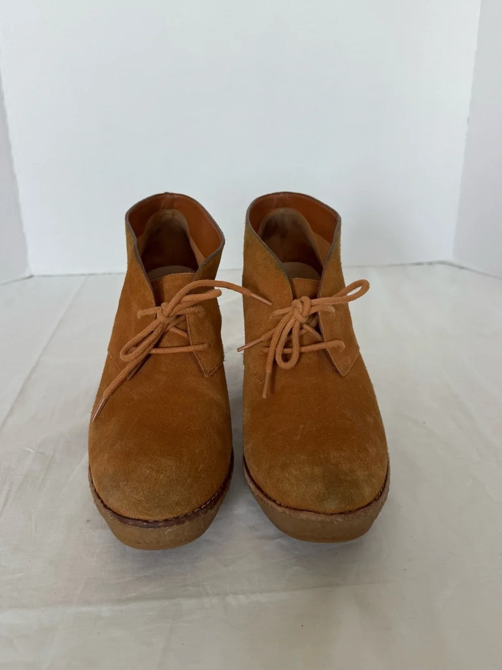 Cole Haan Cognac Suede Wedge Ankle Booties 9